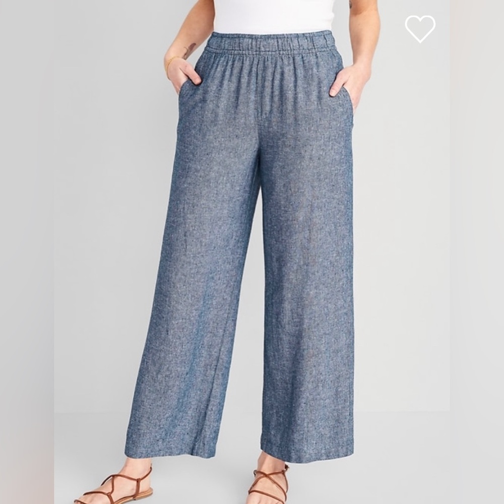 High-Waisted Linen-Blend Wide-Leg Pants for Women NWT Unopened